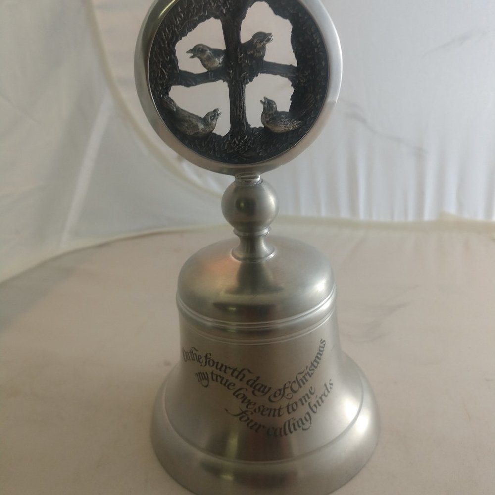 Crown & Rose Pewter Christmas Bell
